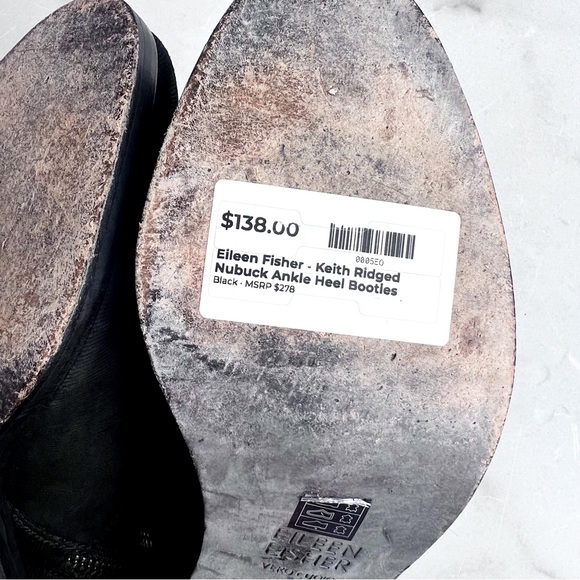 Eileen Fisher • Keith Ridged Nubuck Ankle Heel Booties • 9.5 - Picture 8 of 8
